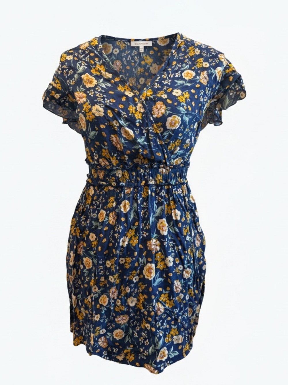 Band of Gypsies Navy Floral Dress with Yellow and Cream Flowers NWT Size S